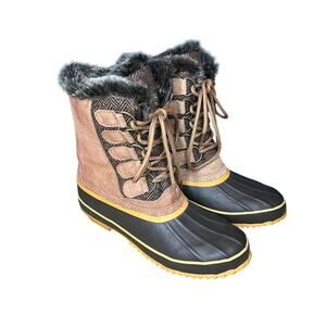 Arctic Plunge Rhonda Faux Fur Lined Suede Duck Boots Winter Waterproof Women’s 8
